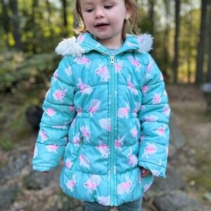 Carters toddler size 6 winter jacket fur hood